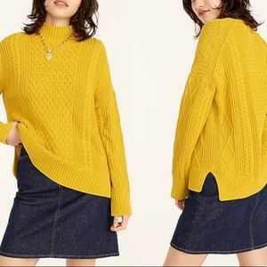 J. Crew Long cotton cable-knit mockneck sweater